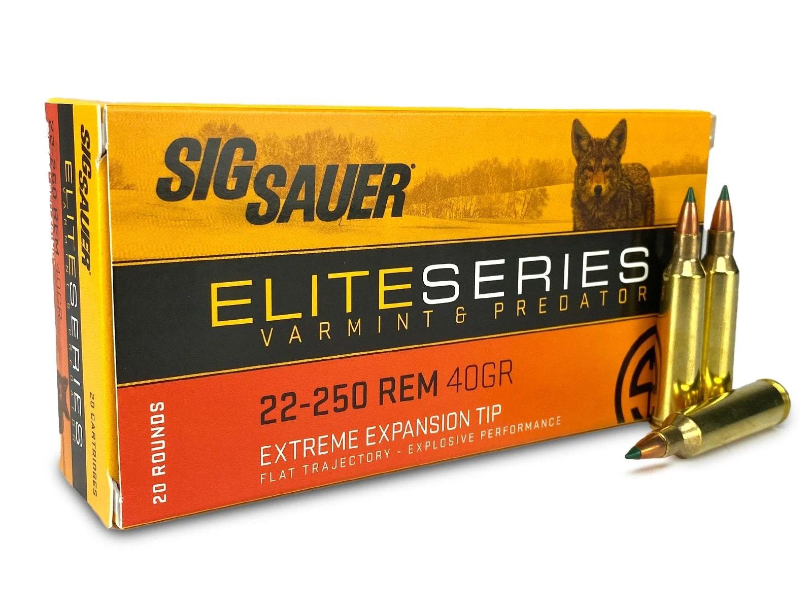 Sig Sauer Elite Varmint & Predator Rifle Ammunition 22-250 Rem 40gr PT 3975 fps 20/ct