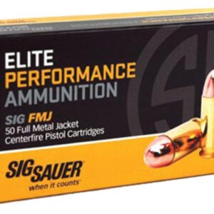 Sig Elite Performance Handgun Ammunition 9mm Luger 115 gr FMJ 1185 fps 50/ct
